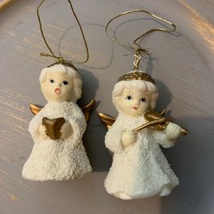Vintage jade Porcelain Angel Ornaments - in original box